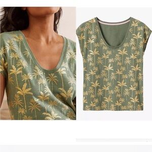 Boden Metallic Gold Palms Tee Sz M